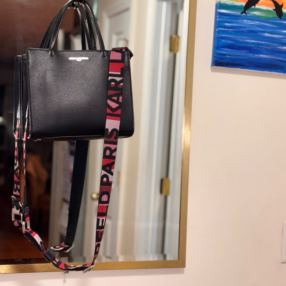 Karl Lagerfeld Black Textured Satchel - Picture 5 of 7